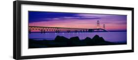 Mackinac Bridge at dusk, Mackinac, Michigan, USA-null-Framed Photographic Print