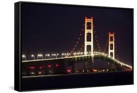 Mackinac Bridge at Night-Paul Souders-Framed Stretched Canvas