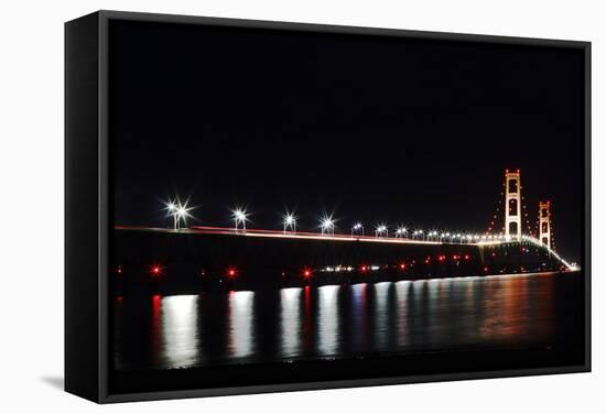 Mackinac Bridge at Night-cristalsimon-Framed Stretched Canvas