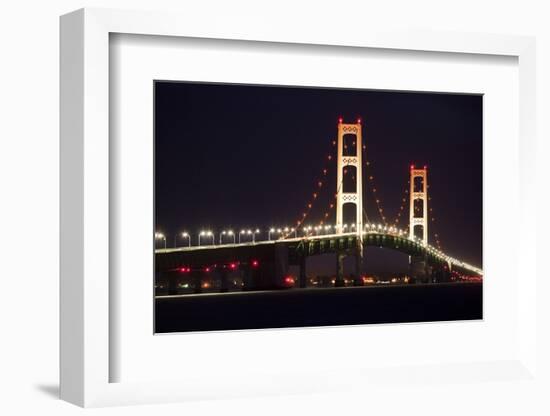 Mackinac Bridge at Night-Paul Souders-Framed Photographic Print