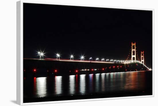 Mackinac Bridge at Night-cristalsimon-Framed Photographic Print