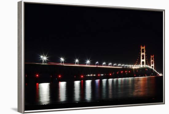 Mackinac Bridge at Night-cristalsimon-Framed Photographic Print