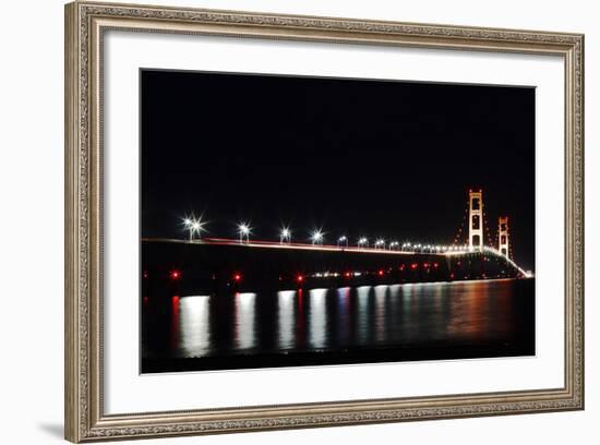 Mackinac Bridge at Night-cristalsimon-Framed Photographic Print