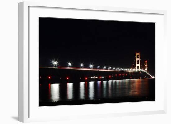 Mackinac Bridge at Night-cristalsimon-Framed Photographic Print