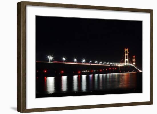 Mackinac Bridge at Night-cristalsimon-Framed Photographic Print