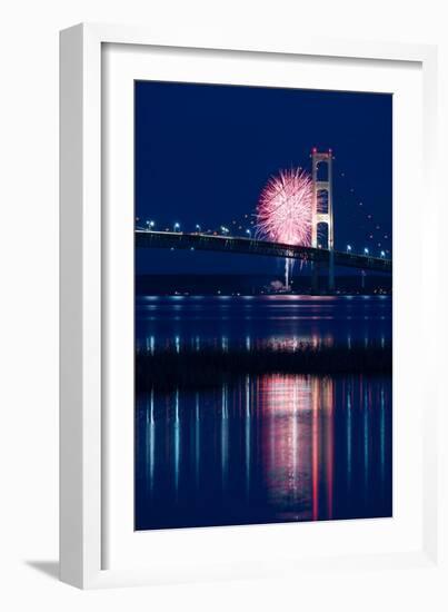 Mackinac Bridge Fireworks-Steve Gadomski-Framed Photographic Print