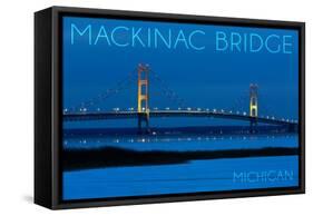 Mackinac Bridge, Michigan - Blue Hour-Lantern Press-Framed Stretched Canvas