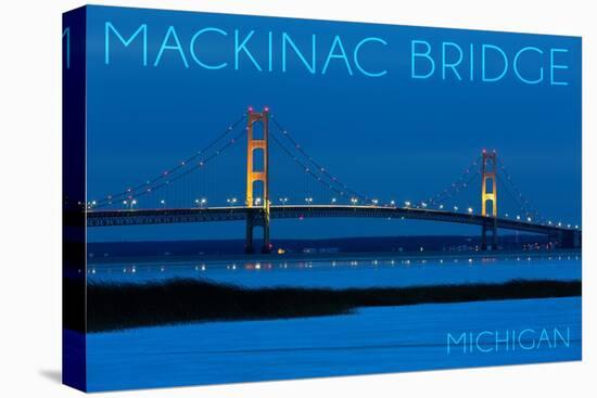 Mackinac Bridge, Michigan - Blue Hour-Lantern Press-Stretched Canvas