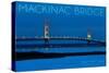 Mackinac Bridge, Michigan - Blue Hour-Lantern Press-Stretched Canvas