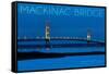 Mackinac Bridge, Michigan - Blue Hour-Lantern Press-Framed Stretched Canvas