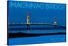 Mackinac Bridge, Michigan - Blue Hour-Lantern Press-Stretched Canvas