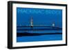 Mackinac Bridge, Michigan - Blue Hour-Lantern Press-Framed Art Print