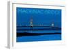 Mackinac Bridge, Michigan - Blue Hour-Lantern Press-Framed Art Print