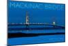 Mackinac Bridge, Michigan - Blue Hour-Lantern Press-Mounted Art Print