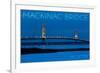 Mackinac Bridge, Michigan - Blue Hour-Lantern Press-Framed Premium Giclee Print