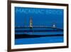 Mackinac Bridge, Michigan - Blue Hour-Lantern Press-Framed Premium Giclee Print
