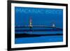 Mackinac Bridge, Michigan - Blue Hour-Lantern Press-Framed Premium Giclee Print