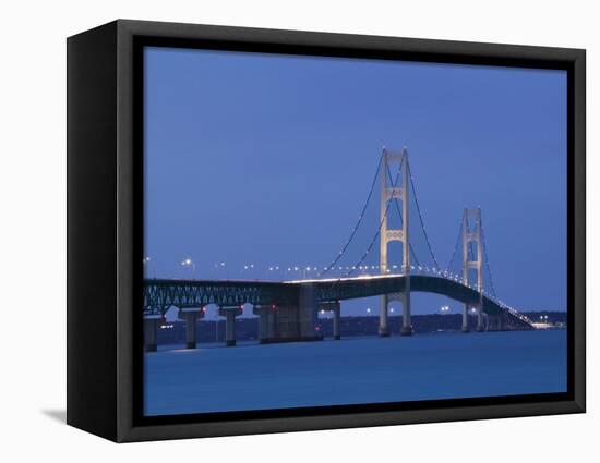 Mackinac Bridge, Straits of Mackinac Between Lakes Michigan and Huron, Michigan, USA-Walter Bibikow-Framed Stretched Canvas