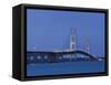 Mackinac Bridge, Straits of Mackinac Between Lakes Michigan and Huron, Michigan, USA-Walter Bibikow-Framed Stretched Canvas