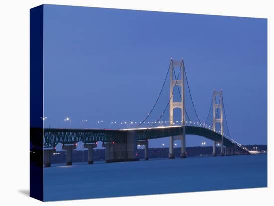 Mackinac Bridge, Straits of Mackinac Between Lakes Michigan and Huron, Michigan, USA-Walter Bibikow-Stretched Canvas