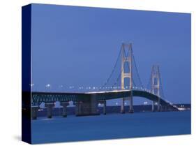 Mackinac Bridge, Straits of Mackinac Between Lakes Michigan and Huron, Michigan, USA-Walter Bibikow-Stretched Canvas