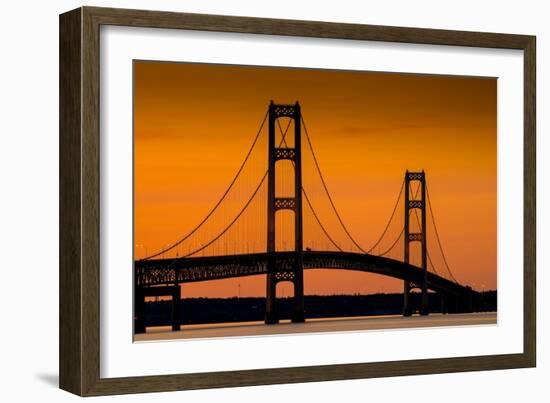 Mackinac Bridge Sunset-Steve Gadomski-Framed Photographic Print