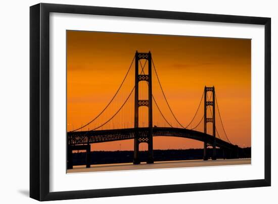 Mackinac Bridge Sunset-Steve Gadomski-Framed Photographic Print