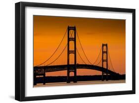 Mackinac Bridge Sunset-Steve Gadomski-Framed Photographic Print