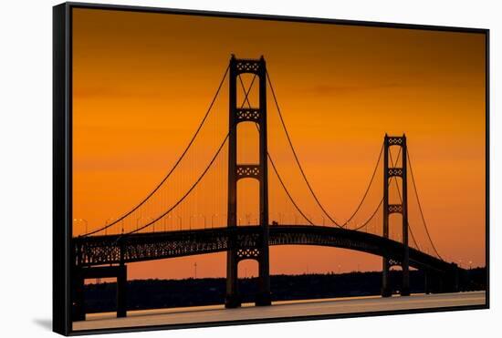 Mackinac Bridge Sunset-Steve Gadomski-Framed Stretched Canvas