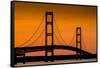 Mackinac Bridge Sunset-Steve Gadomski-Framed Stretched Canvas