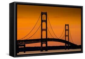 Mackinac Bridge Sunset-Steve Gadomski-Framed Stretched Canvas