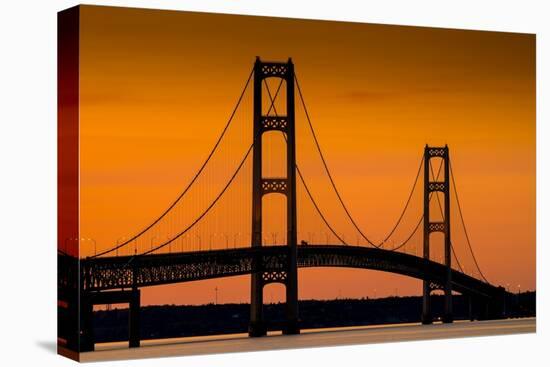 Mackinac Bridge Sunset-Steve Gadomski-Stretched Canvas