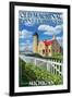 Mackinac Island, Michigan - Old Mackinac Lighthouse-Lantern Press-Framed Art Print