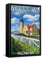 Mackinac Island, Michigan - Old Mackinac Lighthouse-Lantern Press-Framed Stretched Canvas