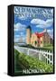 Mackinac Island, Michigan - Old Mackinac Lighthouse-Lantern Press-Framed Stretched Canvas