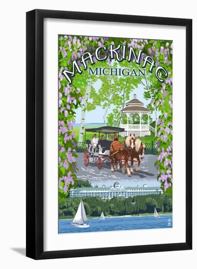 Mackinac, Michigan - Montage Scenes-Lantern Press-Framed Art Print