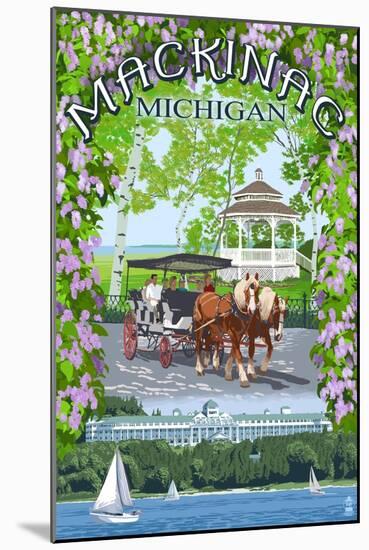 Mackinac, Michigan - Montage Scenes-Lantern Press-Mounted Art Print
