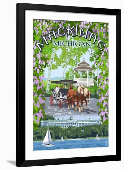 Mackinac, Michigan - Montage Scenes-Lantern Press-Framed Art Print