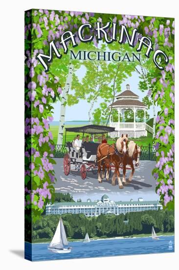 Mackinac, Michigan - Montage Scenes-Lantern Press-Stretched Canvas