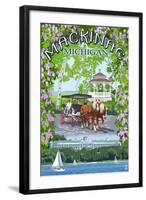 Mackinac, Michigan - Montage Scenes-Lantern Press-Framed Art Print