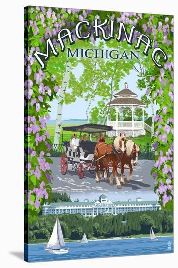 Mackinac, Michigan - Montage Scenes-Lantern Press-Stretched Canvas