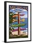 Mackinac, Michigan - Sign Destinations-Lantern Press-Framed Art Print