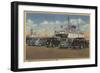 Mackinaw City, MI - View of MI State Ferry Dock-Lantern Press-Framed Art Print