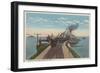 Mackinaw City, MI - View of Railway Ferry Docks-Lantern Press-Framed Art Print