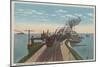 Mackinaw City, MI - View of Railway Ferry Docks-Lantern Press-Mounted Art Print
