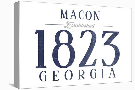 Macon, Georgia - Established Date (Blue)-Lantern Press-Stretched Canvas
