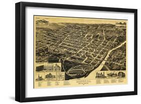 Macon, Georgia - Panoramic Map-Lantern Press-Framed Art Print
