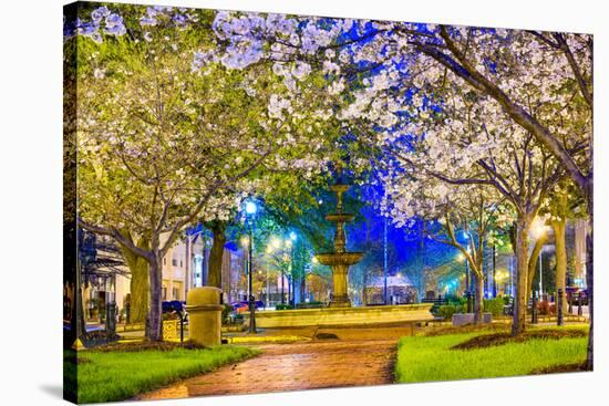 Macon, Georgia, USA Downtown with Spring Cherry Blossoms at 3Rd Street Park.-SeanPavonePhoto-Stretched Canvas