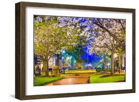 Macon, Georgia, USA Downtown with Spring Cherry Blossoms at 3Rd Street Park.-SeanPavonePhoto-Framed Photographic Print