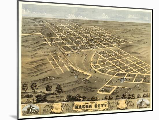 Macon, Missouri - Panoramic Map-Lantern Press-Mounted Art Print